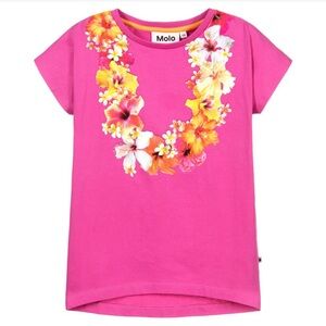 Molo Hawaiian flower print girls shirt, 4T